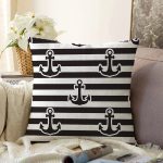 Siyah Çizgili Zemin Üzerinde Çapalı Dekoratif Modern Raşel Kadife Yastık Kılıfı Realhomes