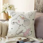 - Sonil-K6469-Gorsel - Realhomes  Sevimli Bebek Fil Çocuk Odası Dijital Baskılı Dekoratif Raşel Kadife Yastık Kırlent Kılıfı Realhomes