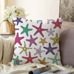 - Sonil-K6477-Gorsel - Realhomes  Rengarenk Deniz Yıldızları Desenli Dijital Baskılı Dekoratif Raşel Kadife Yastık Kırlent Kılıfı Realhomes