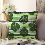 - Sonil-K6550-Gorsel - Realhomes  Yaprak Ve Zürafa Desenli Dijital Baskılı Dekoratif Raşel Kadife Yastık Kırlent Kılıfı Realhomes