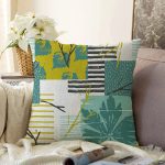 - Sonil-K6572-Gorsel - Realhomes Yaprak Ve Geometrik Desenli Dijital Baskılı Dekoratif Raşel Kadife Yastık Kırlent Kılıfı Realhomes