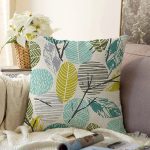 - Sonil-K6574-Gorsel - Realhomes  Dal Ve Yapraklı Dijital Baskılı Dekoratif Raşel Kadife Yastık Kırlent Kılıfı Realhomes
