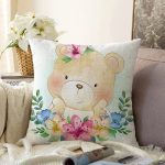 - Sonil-K6588-Gorsel - Realhomes Sevimli Bebek Ayıcık Çocuk Odası Dijital Baskılı Dekoratif Raşel Kadife Yastık Kırlent Kılıfı Realhomes