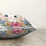 Sevimli Bebek Baykuş Çocuk Odası Dijital Baskılı Dekoratif Raşel Kadife Yastık Kırlent Kılıfı Realhomes