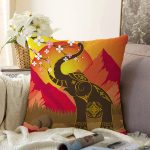 - Sonil-K6594-Gorsel - Realhomes Fil Motifli Dijital Baskılı Dekoratif Şönil Yastık Kırlent Kılıfı Realhomes