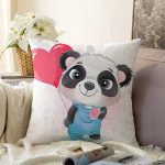 - Sonil-K6607-Gorsel - Realhomes  Sevimli Bebek Panda Çocuk Odası Dijital Baskılı Dekoratif Raşel Kadife Yastık Kırlent Kılıfı Realhomes