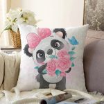 - Sonil-K6608-Gorsel - Realhomes  Sevimli Yavru Panda Çocuk Odası Dijital Baskılı Dekoratif Raşel Kadife Yastık Kırlent Kılıfı Realhomes