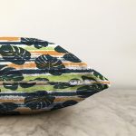 - Sonil-K6611-Gorsel-2 - Realhomes  Renkli Zeminde Yaprak Motifli Dijital Baskılı Modern Raşel Kadife Yastık Kırlent Kılıfı Realhomes