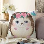 - Sonil-K6617-Gorsel - Realhomes Sevimli Bebek Kirpi Çocuk Odası Dijital Baskılı Dekoratif Şönil Yastık Kırlent Kılıfı Realhomes