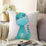 - Sonil-K6620-Gorsel - Realhomes  Sevimli Yavru Dinozor Çocuk Odası Dijital Baskılı Dekoratif Raşel Kadife Yastık Kırlent Kılıfı Realhomes