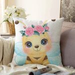 - Sonil-K6624-Gorsel - Realhomes Sevimli Arı Çocuk Odası Dijital Baskılı Dekoratif Raşel Kadife Yastık Kırlent Kılıfı Realhomes