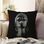 Siyahi Afrika Kadın Modern Dijital Baskılı Dekoratif Raşel Kadife Yastık Kırlent Kılıfı Realhomes