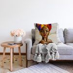 Afrika Kadın İllüstrasyon Motifli Dijital Baskılı Dekoratif Raşel Kadife Yastık Kırlent Kılıfı Realhomes