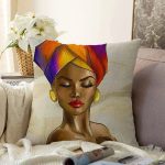 Afrika Kadın İllüstrasyon Motifli Dijital Baskılı Dekoratif Raşel Kadife Yastık Kırlent Kılıfı Realhomes