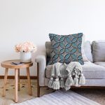 Kabartma Yüzey Geometrik Desenli Dijital Baskılı Dekoratif Raşel Kadife Yastık Kırlent Kılıfı Realhomes