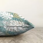 - Sonil-K6770-Gorsel-2 - Realhomes  Mavi Zemin Yapraklı Tasarım Desenli Dijital Baskılı Dekoratif Raşel Kadife Yastık Kırlent Kılıfı Realhomes