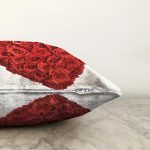 Kırmızı Kalp Desenli Dijital Baskılı Dekoratif Raşel Kadife Yastık Kırlent Kılıfı Realhomes