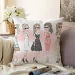 - Sonil-K706-Gorsel - Realhomes  Kız Figürlü Tasarım Dijital Baskılı Modern Raşel Kadife Yastık Kırlent Kılıfı Realhomes
