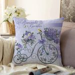 Bisiklet Ve Çiçek Figürlü Özel Tasarım Dijital Baskılı Modern Raşel Kadife Yastık Kırlent Kılıfı Realhomes