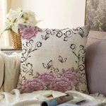 - Sonil-K711-Gorsel - Realhomes Çiçek Ve Kelebek Temalı Özel Tasarım Dijital Baskılı Modern Raşel Kadife Yastık Kırlent Kılıfı Realhomes