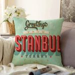 İstanbul Temalı Dijital Baskılı Dekoratif Raşel Kadife Yastık Kırlent Kılıfı Realhomes