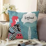 London Modern Bayan Dijital Baskılı Dekoratif Raşel Kadife Yastık Kırlent Kılıfı Realhomes