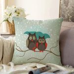 - Sonil-K8-Gorsel - Realhomes  Sevimli Şemsiyeli Baykuş Figürlü Özel Tasarım Dijital Baskılı Modern Raşel Kadife Yastık Kırlent Kılıfı Realhomes