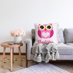 - Sonil-K9-Gorsel-1 - Realhomes Sevimli Baykuş Figürlü Özel Tasarım Dijital Baskılı Raşel Kadife Yastık Kırlent Kılıfı Realhomes