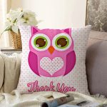 - Sonil-K9-Gorsel - Realhomes Sevimli Baykuş Figürlü Özel Tasarım Dijital Baskılı Raşel Kadife Yastık Kırlent Kılıfı Realhomes