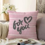 Sevgililer Günü Temalı Özel Tasarım Dijital Baskılı Modern Raşel Kadife Yastık Kırlent Kılıfı Realhomes
