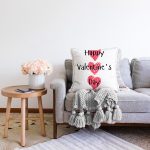 Sevgililer Günü Temalı Özel Tasarım Dijital Baskılı Modern Raşel Kadife Yastık Kırlent Kılıfı Realhomes