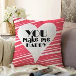Sevgililer Günü Temalı Özel Tasarım Dijital Baskılı Modern Raşel Kadife Yastık Kırlent Kılıfı Realhomes