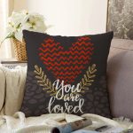Sevgililer Günü Temalı Özel Tasarım Dijital Baskılı Modern Raşel Kadife Yastık Kırlent Kılıfı Realhomes