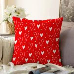 Sevgililer Günü Temalı Özel Tasarım Dijital Baskılı Modern Raşel Kadife Yastık Kırlent Kılıfı Realhomes