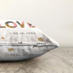 Sevgililer Günü Temalı Özel Tasarım Dijital Baskılı Modern Raşel Kadife Yastık Kırlent Kılıfı Realhomes