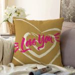 Sevgililer Günü Temalı Özel Tasarım Dijital Baskılı Modern Raşel Kadife Yastık Kırlent Kılıfı Realhomes