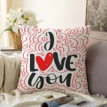 - Sonil-K9075-Gorsel - Realhomes  Sevgililer Günü Temalı Özel Tasarım Dijital Baskılı Modern Raşel Kadife Yastık Kırlent Kılıfı Realhomes