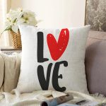 Sevgililer Günü Temalı Özel Tasarım Dijital Baskılı Modern Raşel Kadife Yastık Kırlent Kılıfı Realhomes