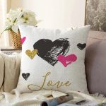 Sevgililer Günü Temalı Özel Tasarım Dijital Baskılı Modern Raşel Kadife Yastık Kırlent Kılıfı Realhomes