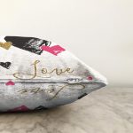 Sevgililer Günü Temalı Özel Tasarım Dijital Baskılı Modern Raşel Kadife Yastık Kırlent Kılıfı Realhomes