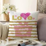 Sevgililer Günü Temalı Özel Tasarım Dijital Baskılı Modern Şönil Yastık Kırlent Kılıfı Realhomes