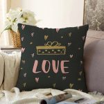 Sevgililer Günü Temalı Özel Tasarım Dijital Baskılı Modern Raşel Kadife Yastık Kırlent Kılıfı Realhomes