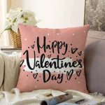 Sevgililer Günü Temalı Özel Tasarım Dijital Baskılı Modern Raşel Kadife Yastık Kırlent Kılıfı Realhomes