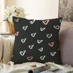 Sevgililer Günü Temalı Özel Tasarım Dijital Baskılı Modern Raşel Kadife Yastık Kırlent Kılıfı Realhomes