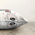 Sevgililer Günü Temalı Özel Tasarım Dijital Baskılı Modern Raşel Kadife Yastık Kırlent Kılıfı Realhomes