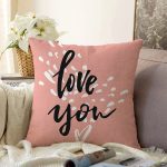 Sevgililer Günü Temalı Özel Tasarım Dijital Baskılı Modern Raşel Kadife Yastık Kırlent Kılıfı Realhomes