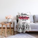 Sevgililer Günü Temalı Özel Tasarım Dijital Baskılı Modern Raşel Kadife Yastık Kırlent Kılıfı Realhomes