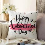 Sevgililer Günü Temalı Özel Tasarım Dijital Baskılı Modern Raşel Kadife Yastık Kırlent Kılıfı Realhomes