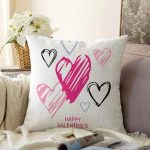 Sevgililer Günü Temalı Özel Tasarım Dijital Baskılı Modern Raşel Kadife Yastık Kırlent Kılıfı Realhomes