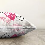 Sevgililer Günü Temalı Özel Tasarım Dijital Baskılı Modern Raşel Kadife Yastık Kırlent Kılıfı Realhomes